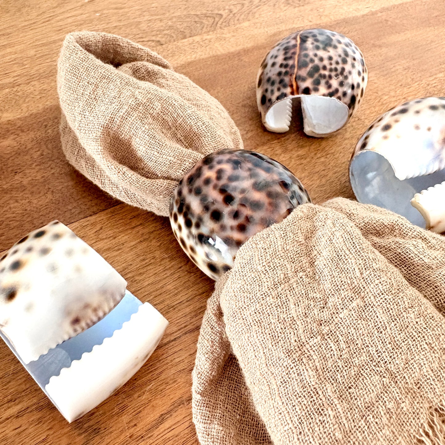 Ronds de serviette coquillage - ensemble de 4