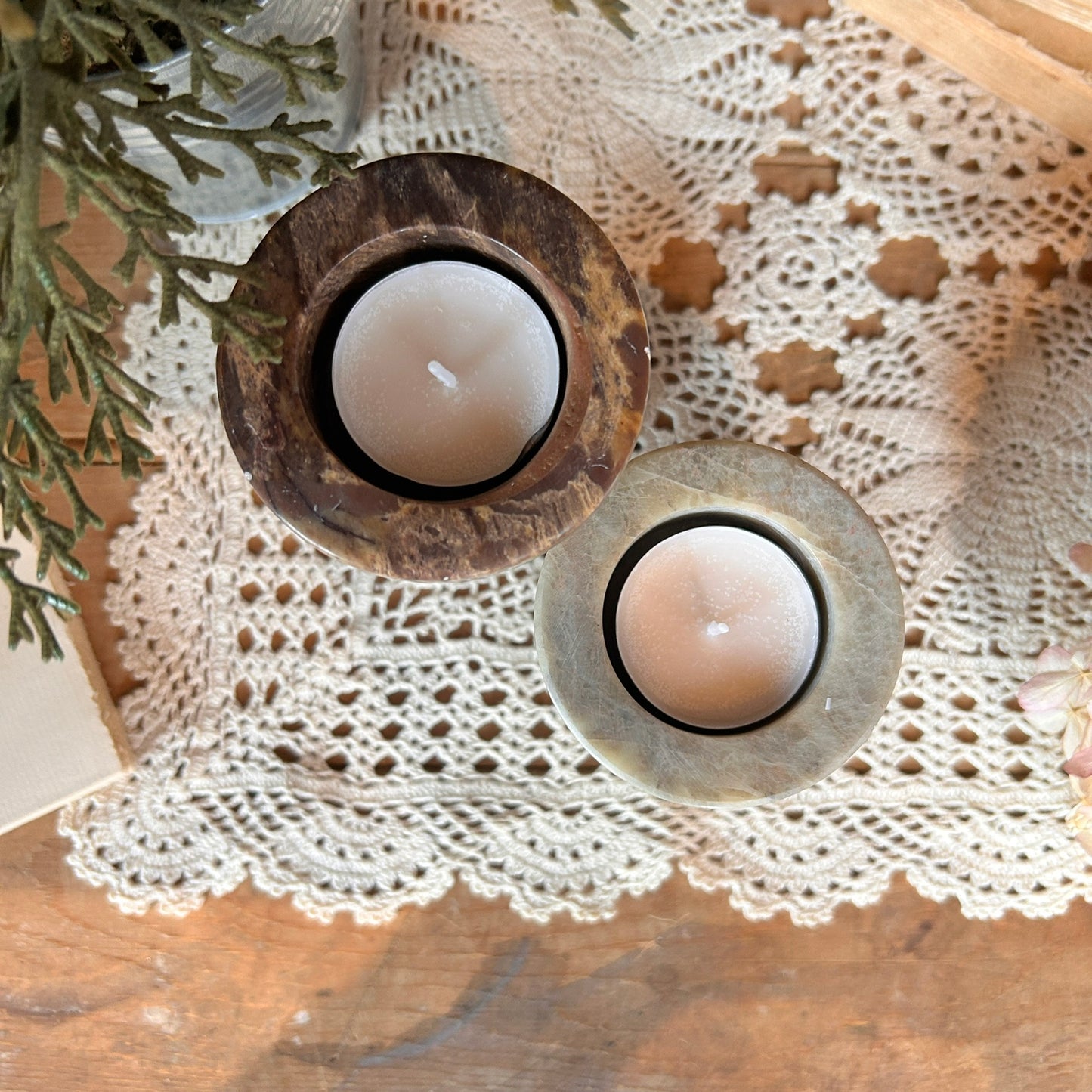 Stone candle holder - small (grey)