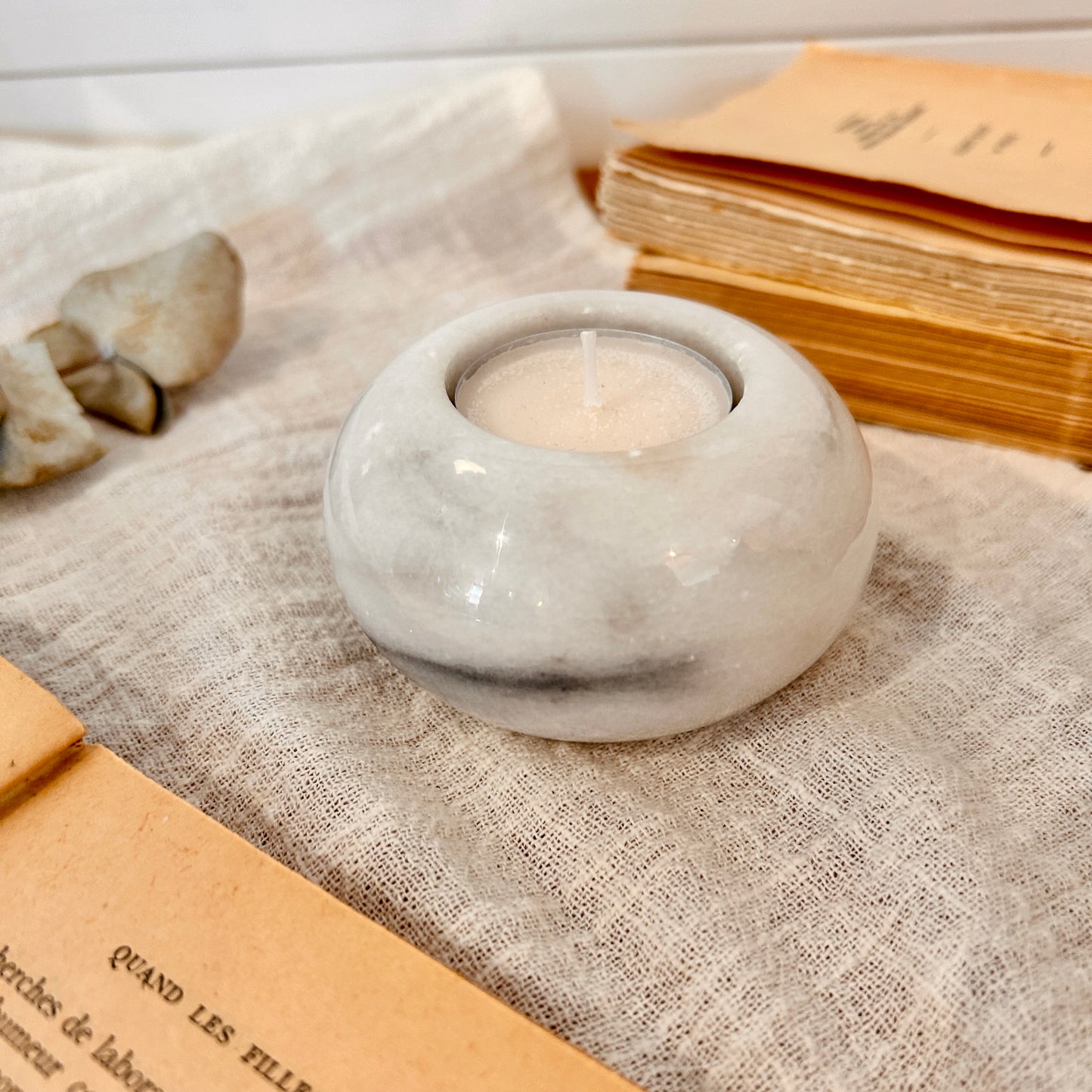 Stone candle holder