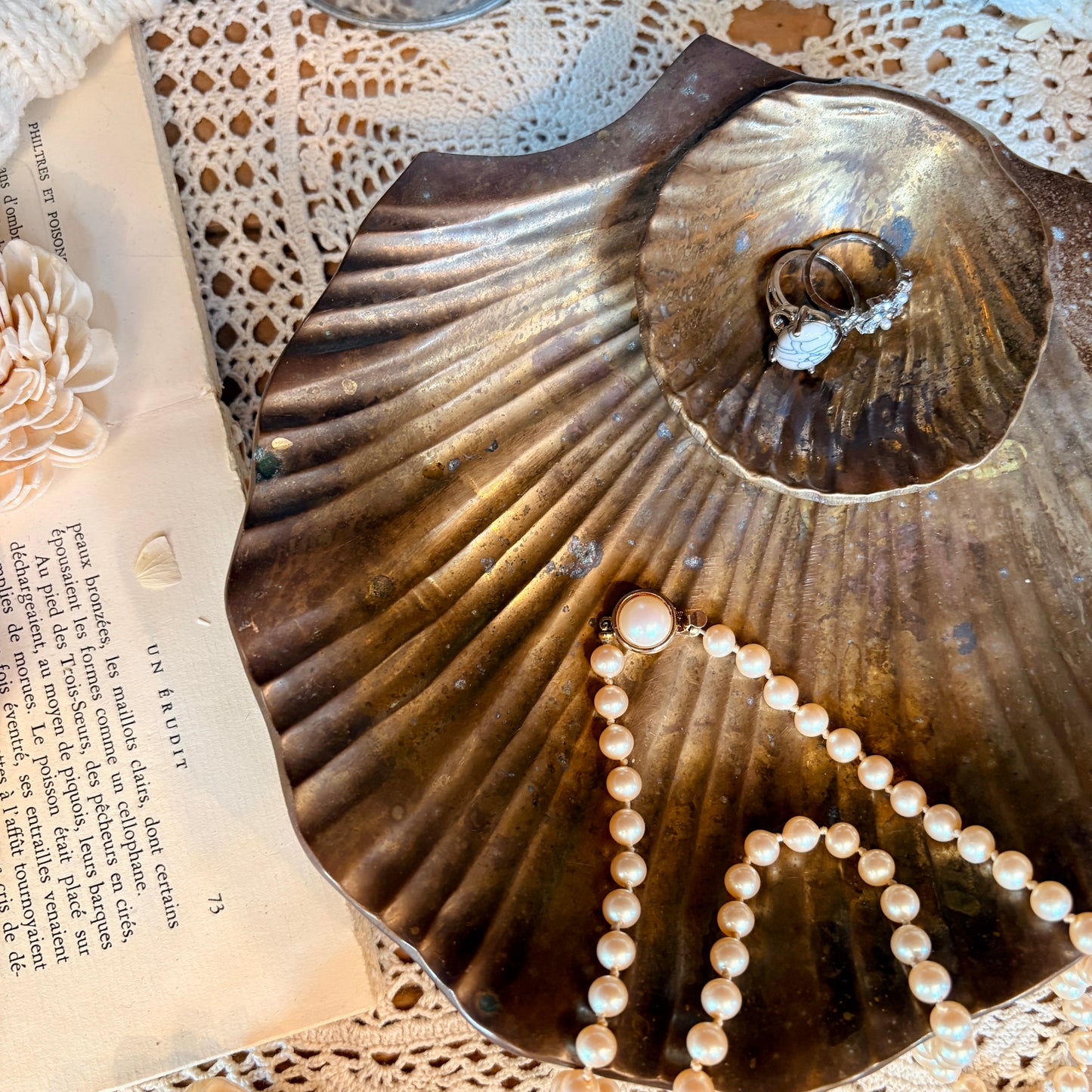 Brass shell trinket dish