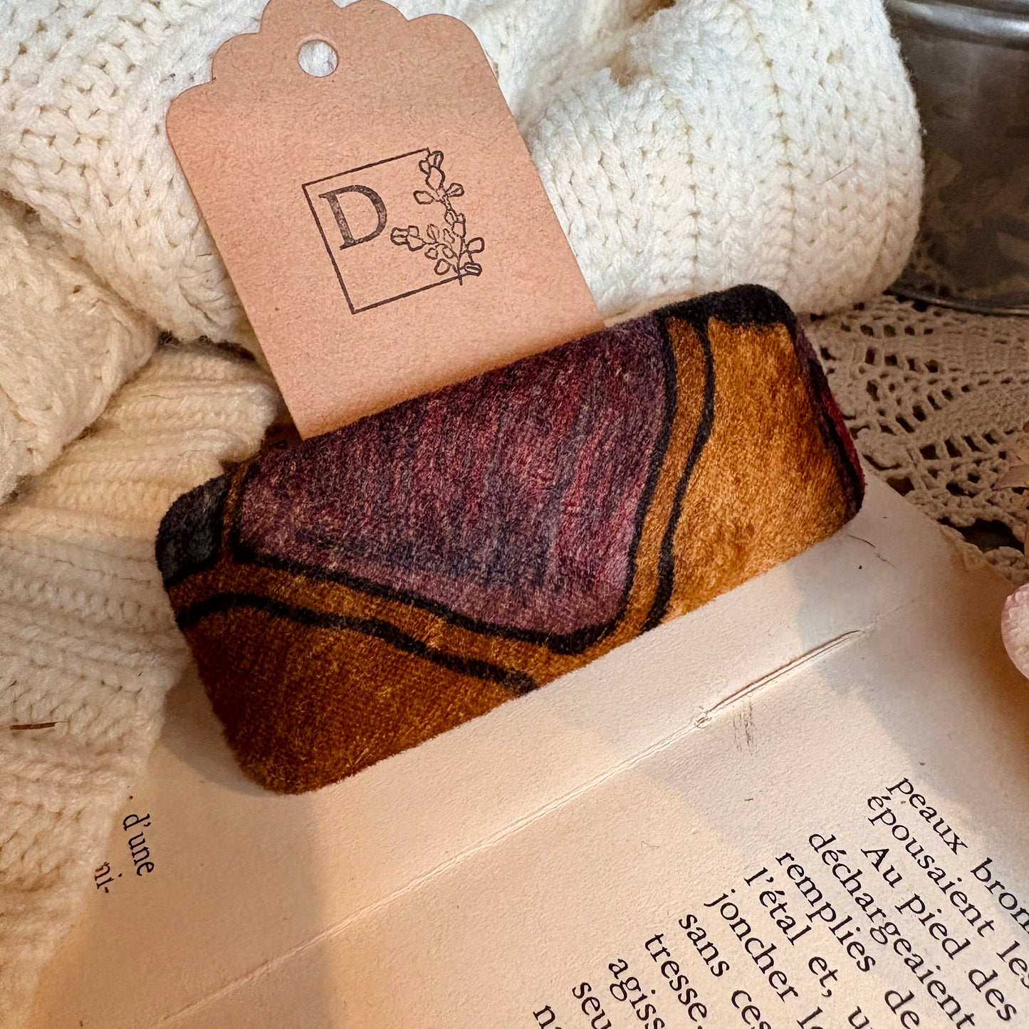 Barrette en velours vintage