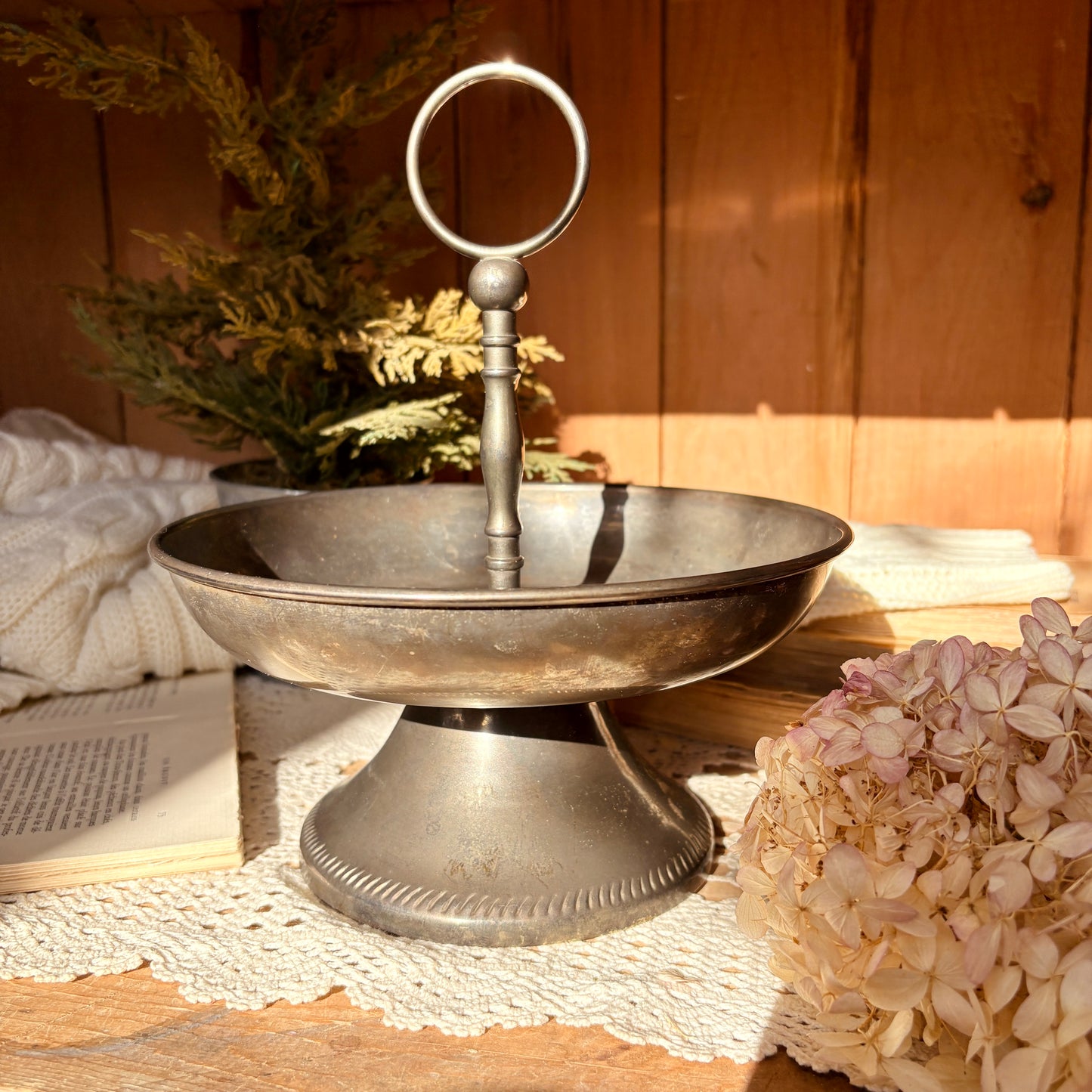 Présentoir argenté