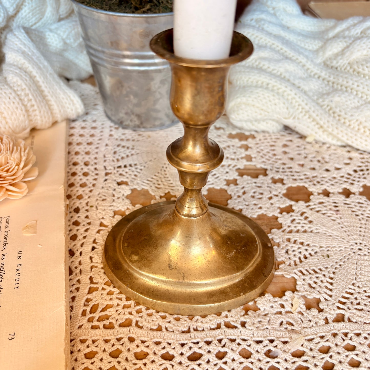 Brass candlestick - oval base