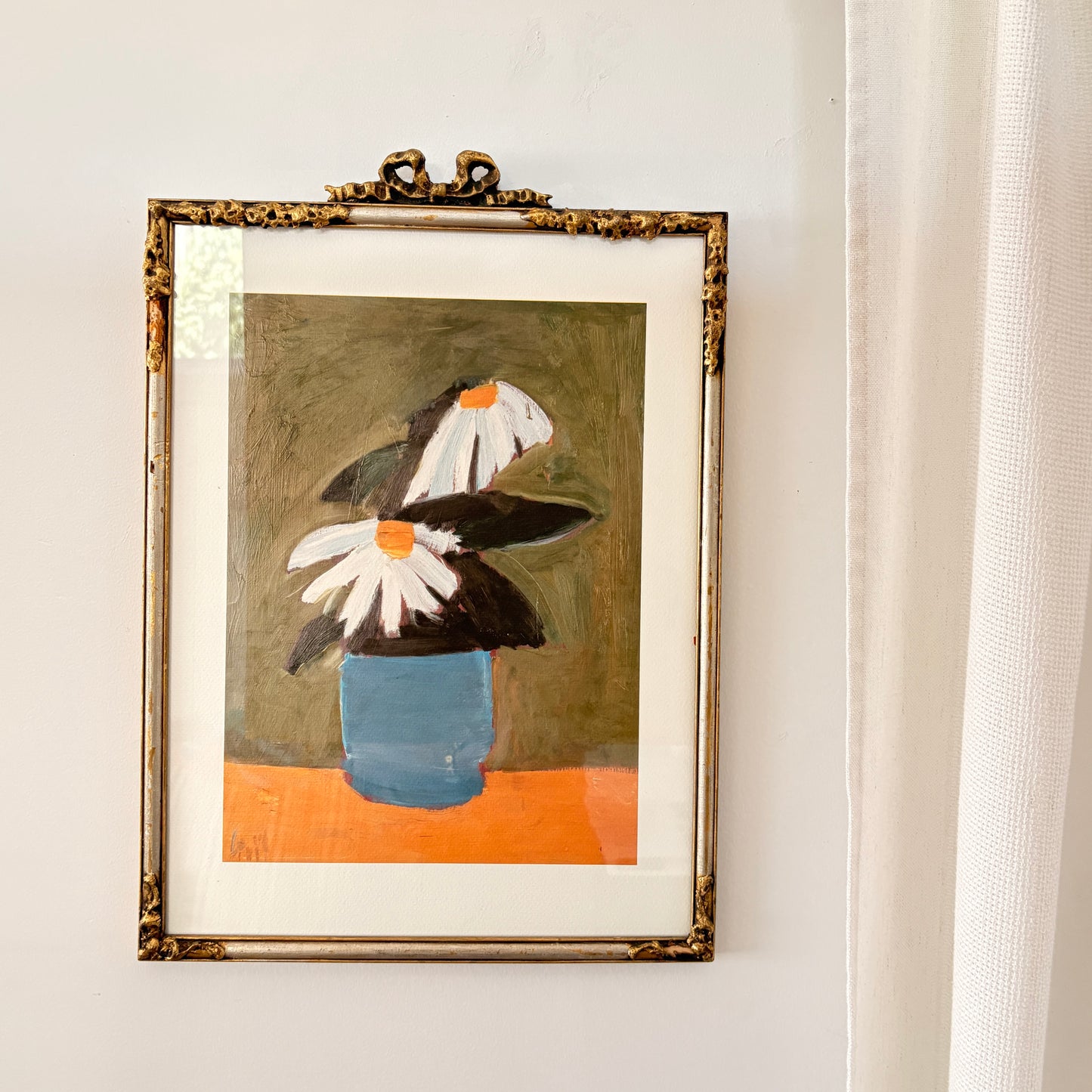 Cadre vintage avec impression sur papier beaux-arts - Les fleurs de Nicolas