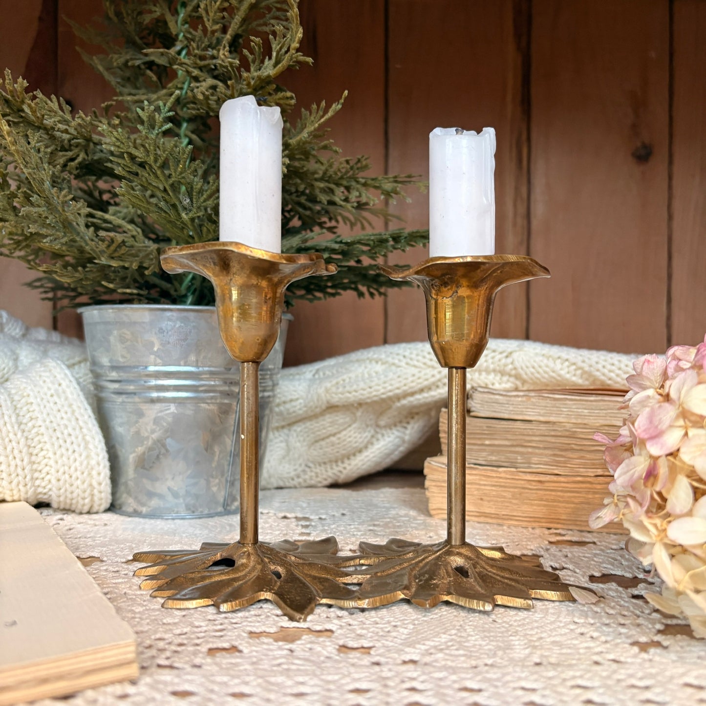 Bougeoir à 2 branches en laiton