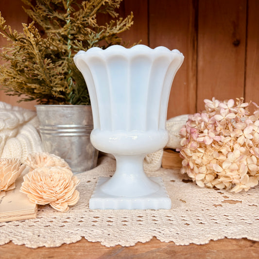 Milkglass pedestal vase