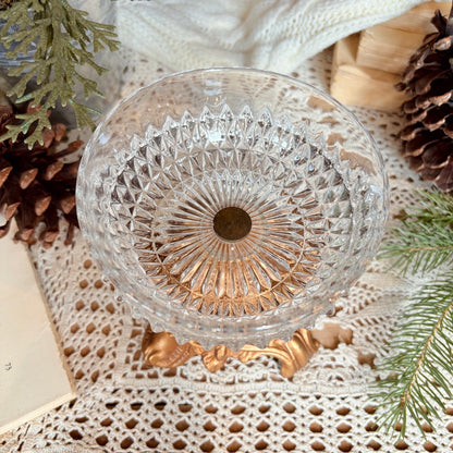 Glass footed candy dish