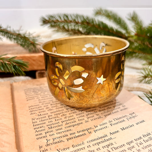 Brass tealight holder - Christmas cane