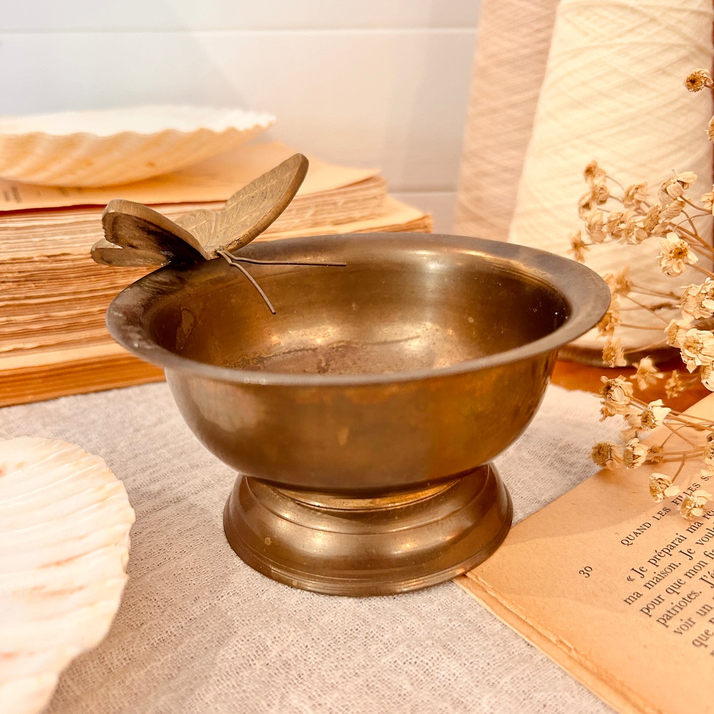 Brass butterfly bowl