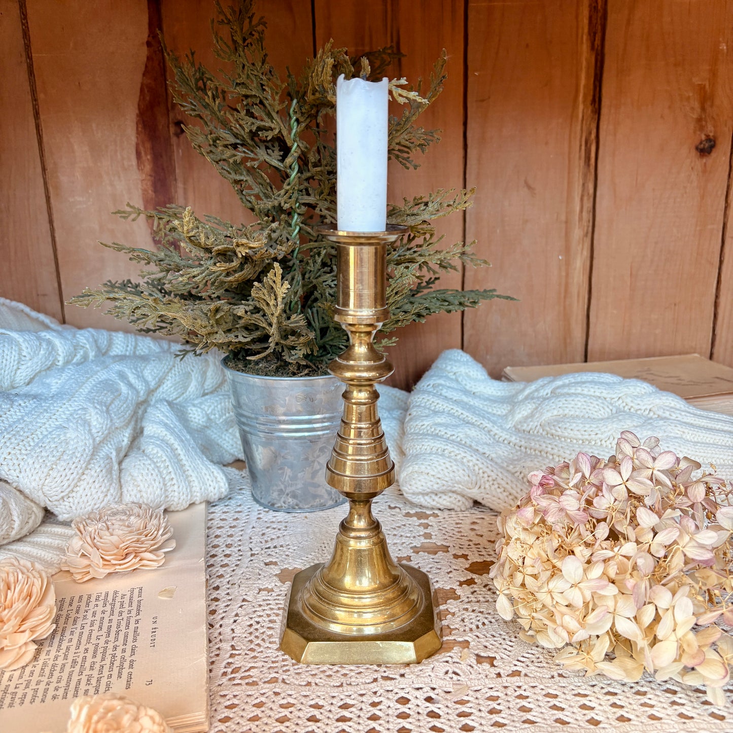 Push-up brass candlestick
