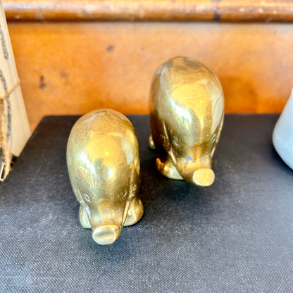 Duo d'éléphants en laiton Mid-century