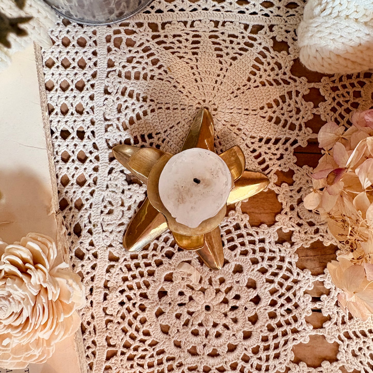 Brass flower candle holder