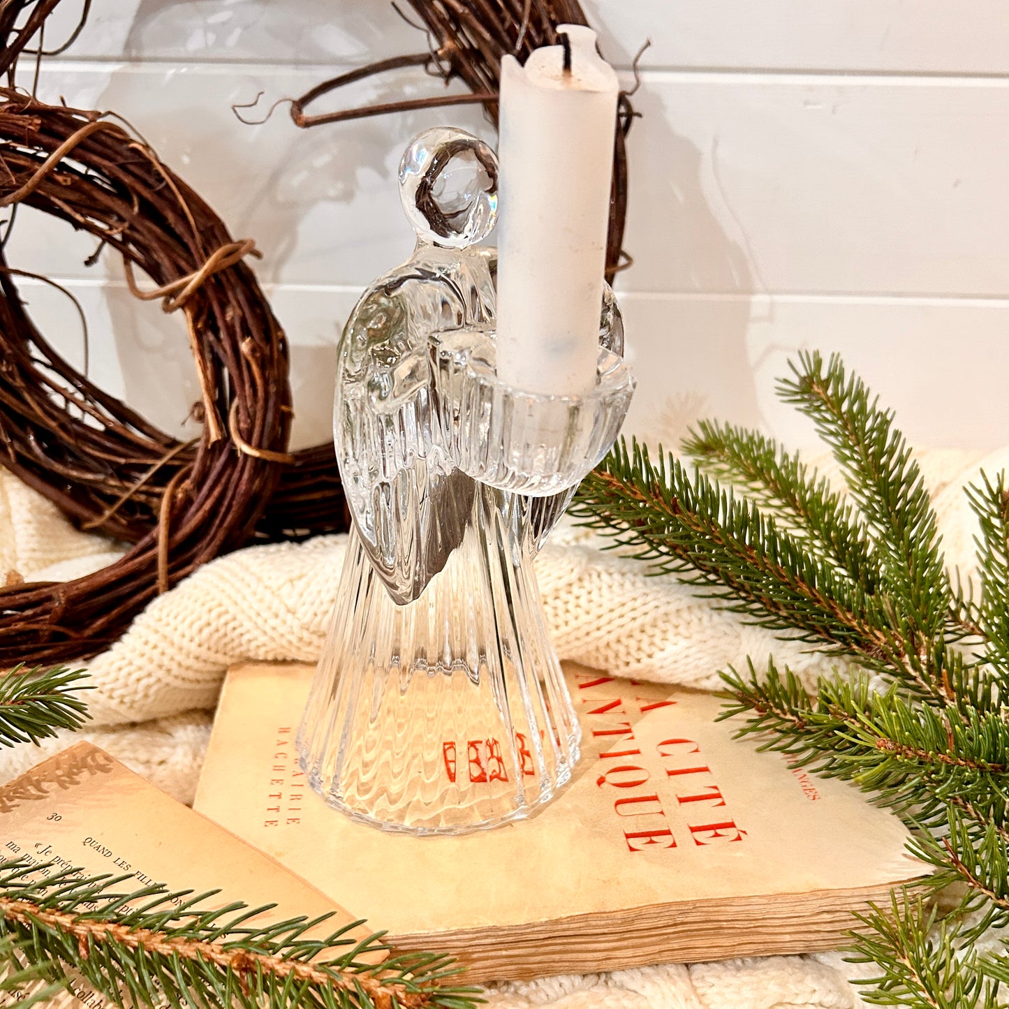 Crystal Candle Holder - Christmas Angel