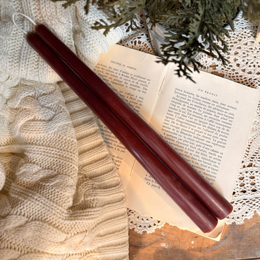 Duo de chandelles en cire d'abeille - Chocolat