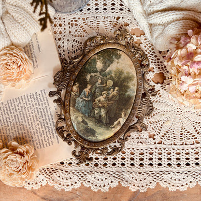 Cadre victorien impression sur soie - Le troubadour