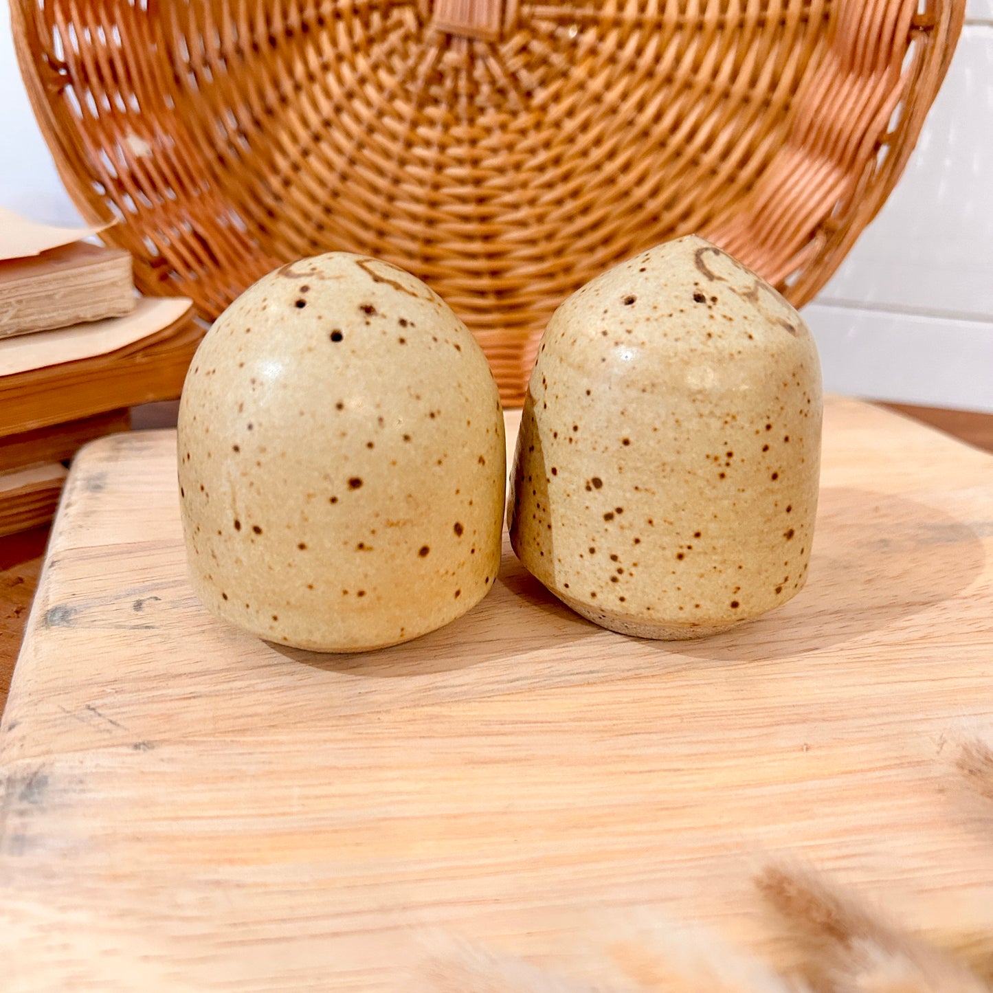 Stoneware salt and pepper shakers