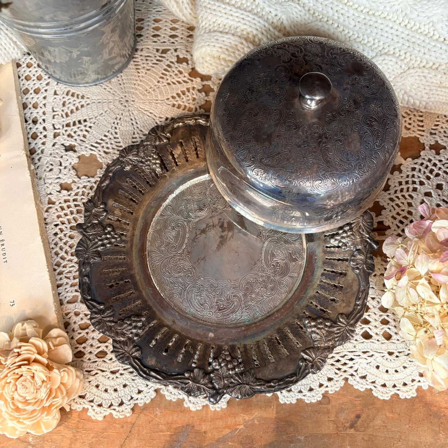 Silver-plated butter dish