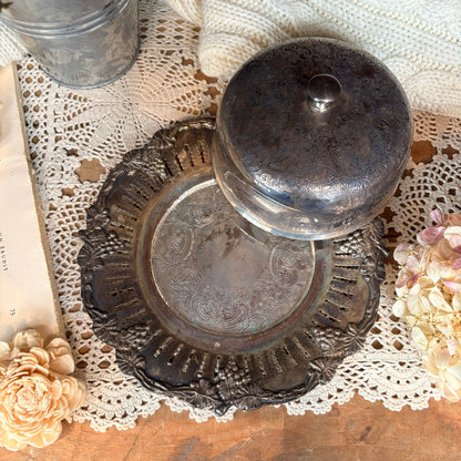 Silver-plated butter dish