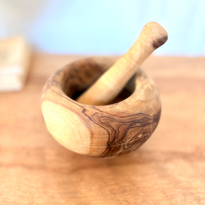 Mortier en bois d'olivier