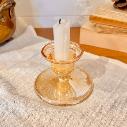 Peach Glass Candle Holder