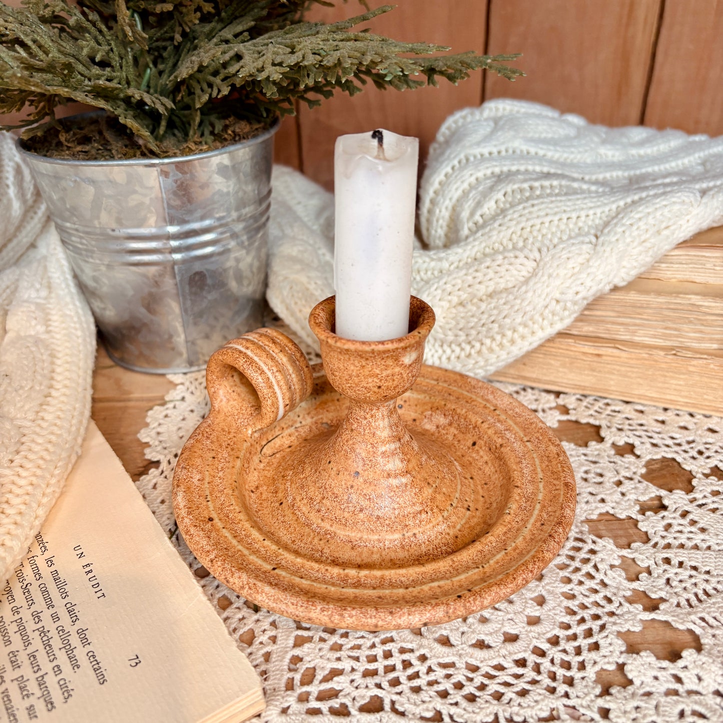 Bougeoir en grès artisanal