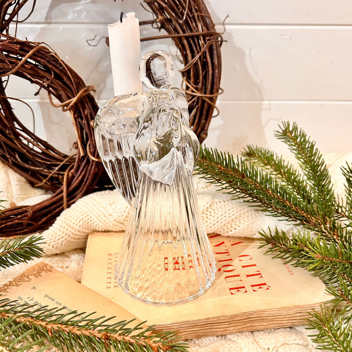 Crystal Candle Holder - Christmas Angel