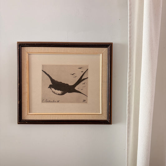 Cadre vintage avec impression sur papier beaux-arts - L'hirondelle