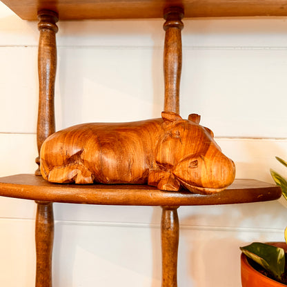 Wooden hippopotamus duo