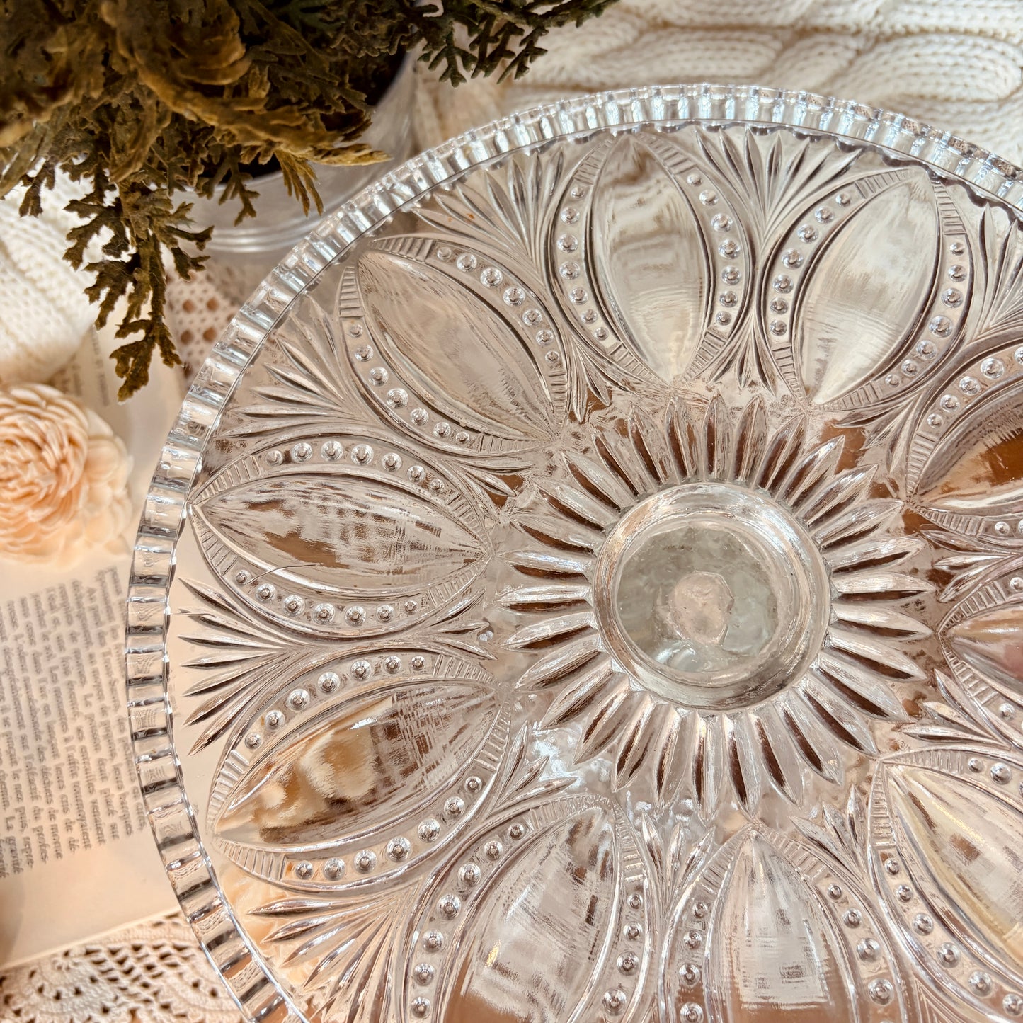 Cut glass pedestal