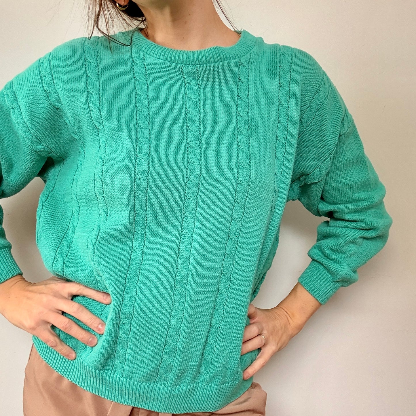 Turquoise cable knit