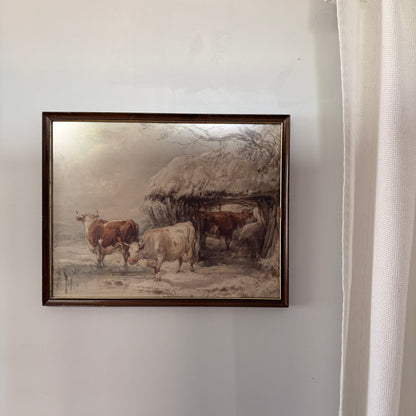 Cadre vintage avec impression sur papier beaux-arts - Le troupeau