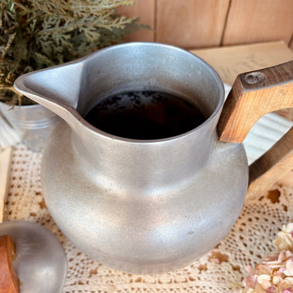 MCM Aluminum and Wood Pitcher