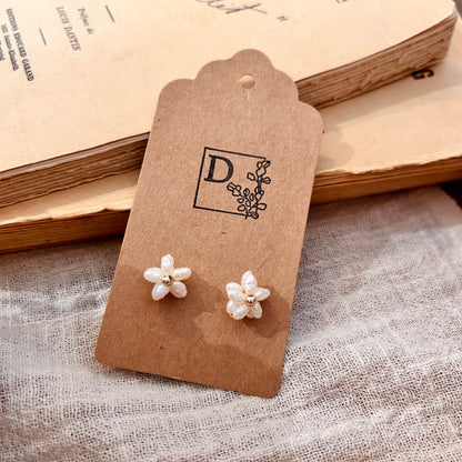 Boucles d'oreilles fleur perlée