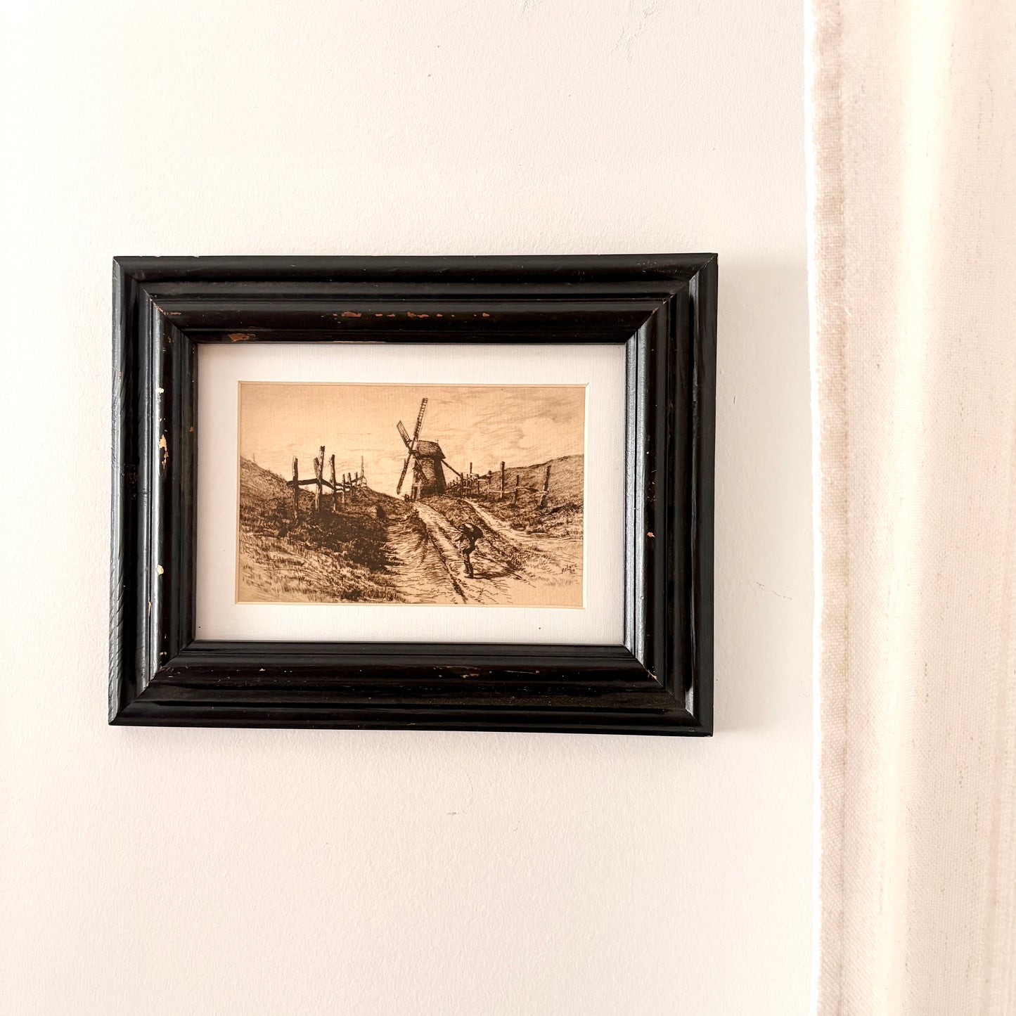 Cadre vintage avec impression sur papier beaux-arts - Le moulin