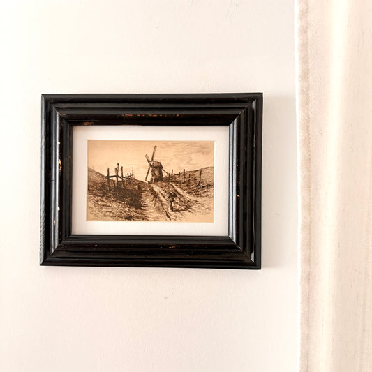 Cadre vintage avec impression sur papier beaux-arts - Le moulin