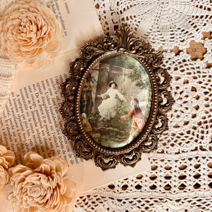 Cadre victorien impression sur soie - La balançoire