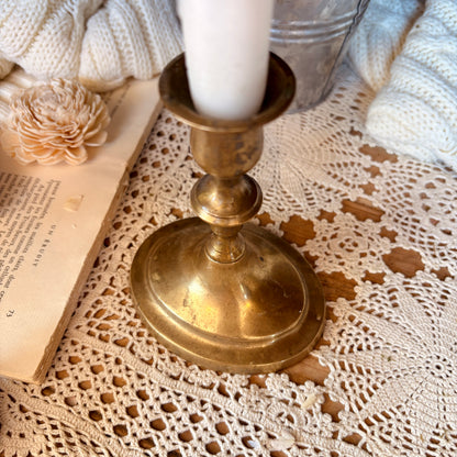 Brass candlestick - oval base