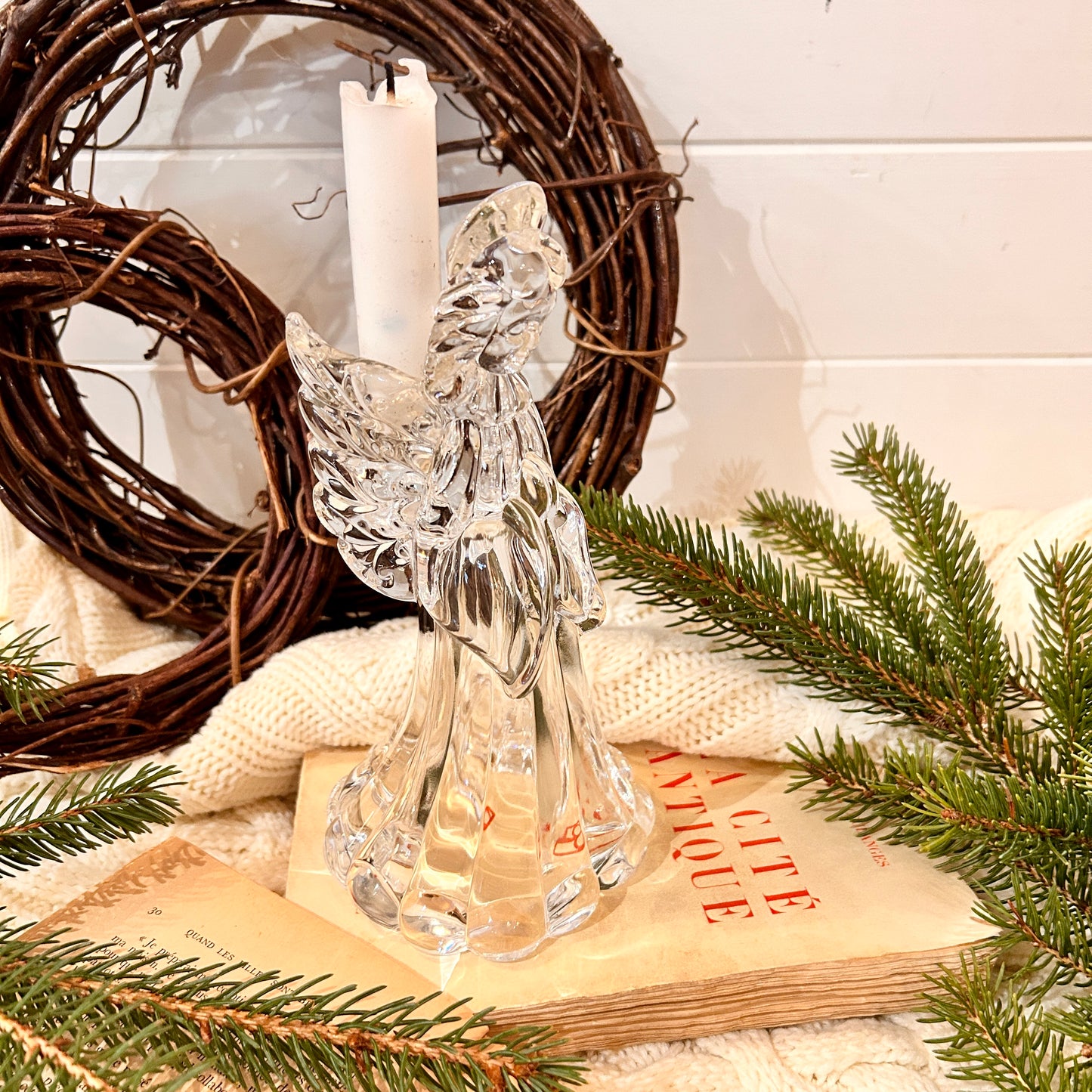 Crystal Candle Holder - Christmas Angel