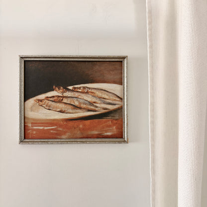Cadre vintage avec impression sur papier beaux-arts - Les  sardines