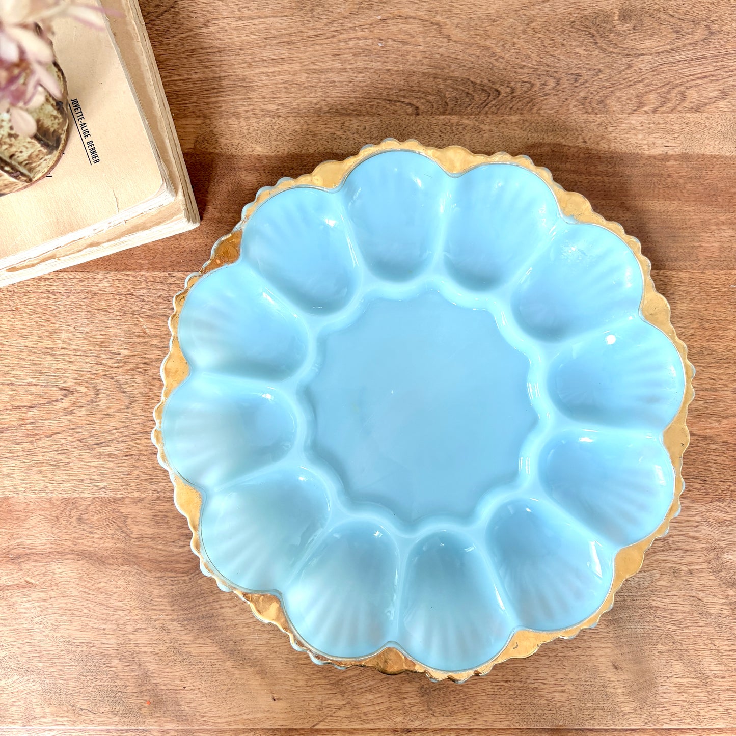 Assiette à oeufs farcis - bleue