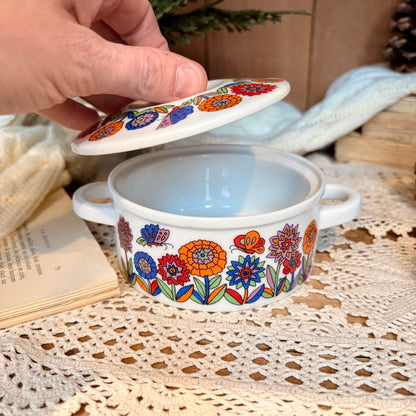 Mini cocotte fleurie - Royal Crown porcelaine