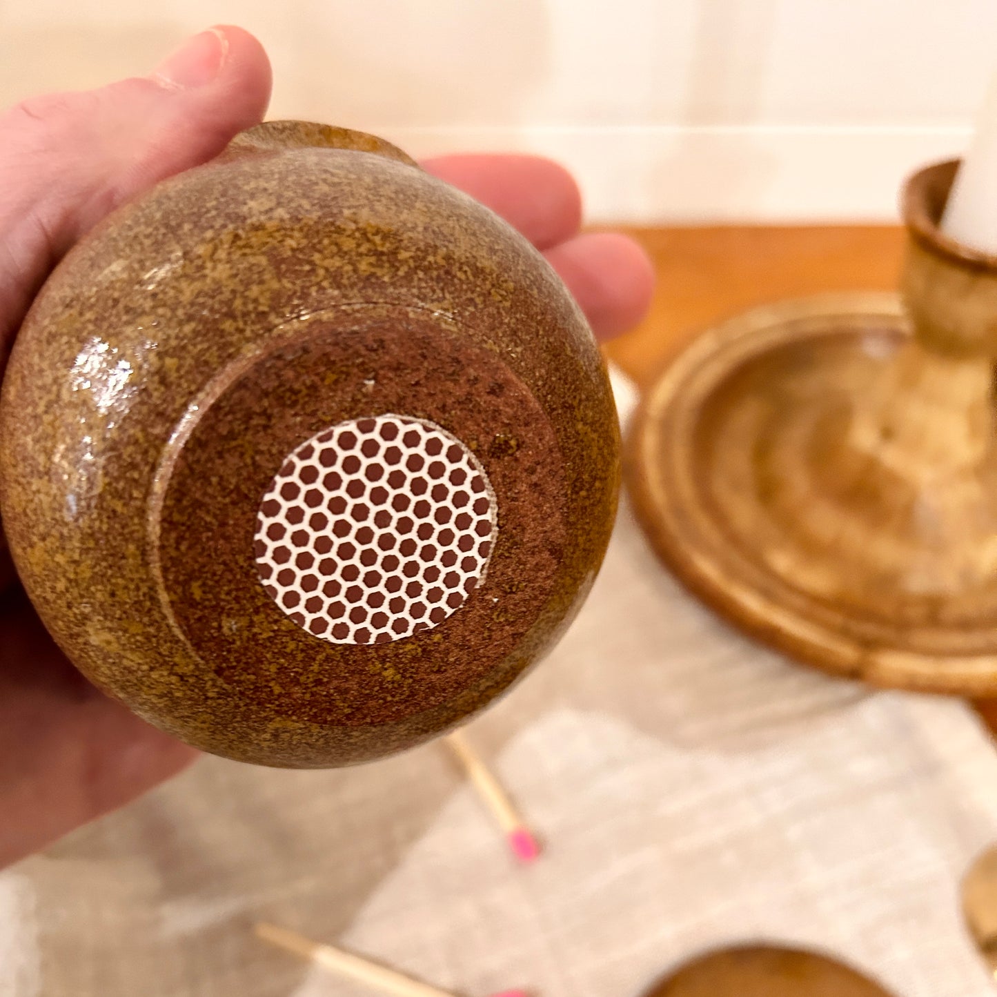 Stoneware match pot