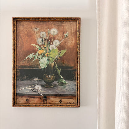 Cadre vintage avec impression sur papier beaux-arts - Les  pissenlits