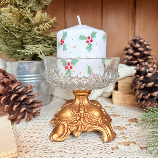 Glass footed candy dish