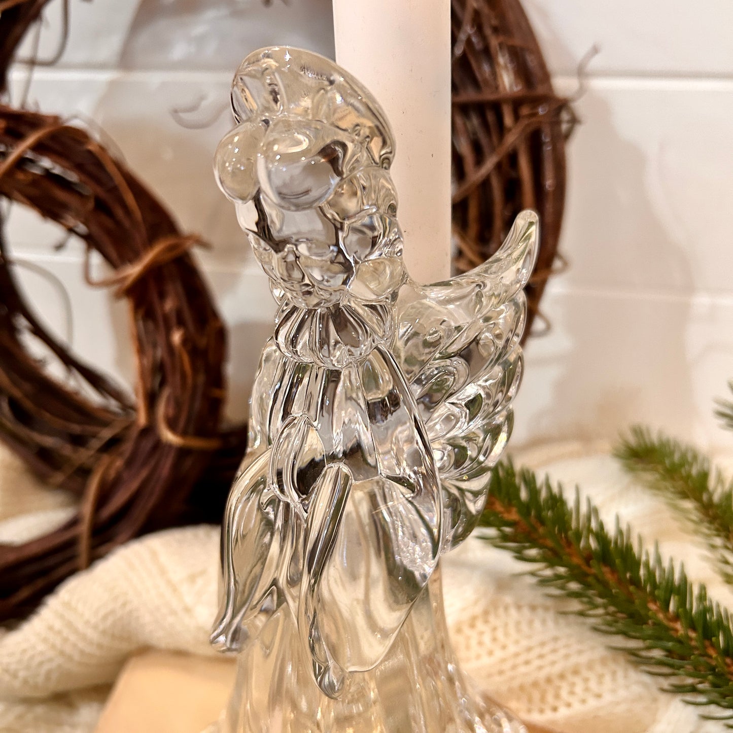 Crystal Candle Holder - Christmas Angel