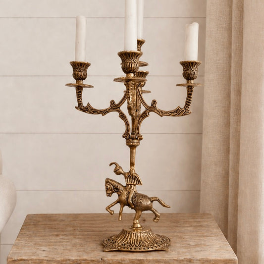 Five-arm candelabra with horseman