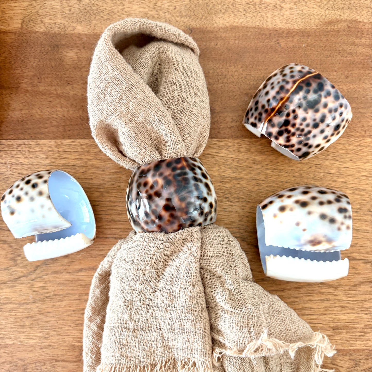 Ronds de serviette coquillage - ensemble de 4