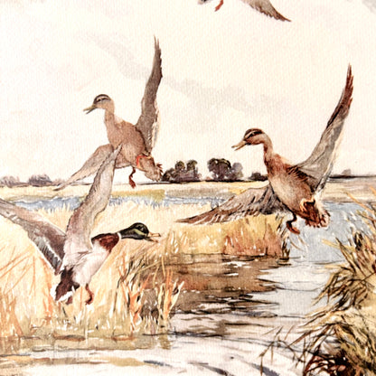 Cadre vintage avec impression sur papier beaux-arts - La baignade