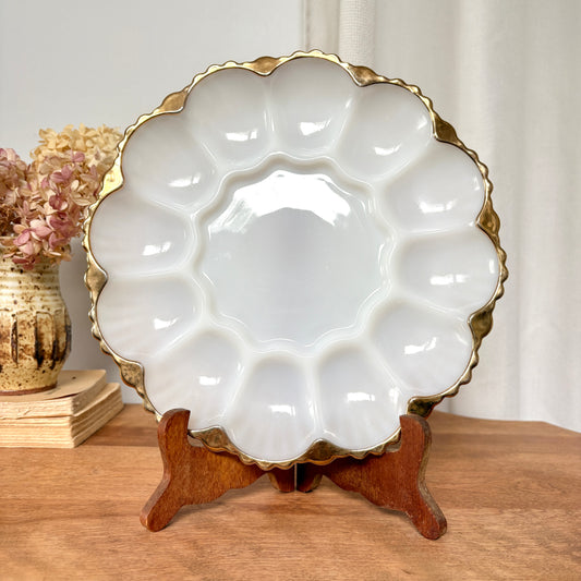 Assiette à oeufs farcis - blanche