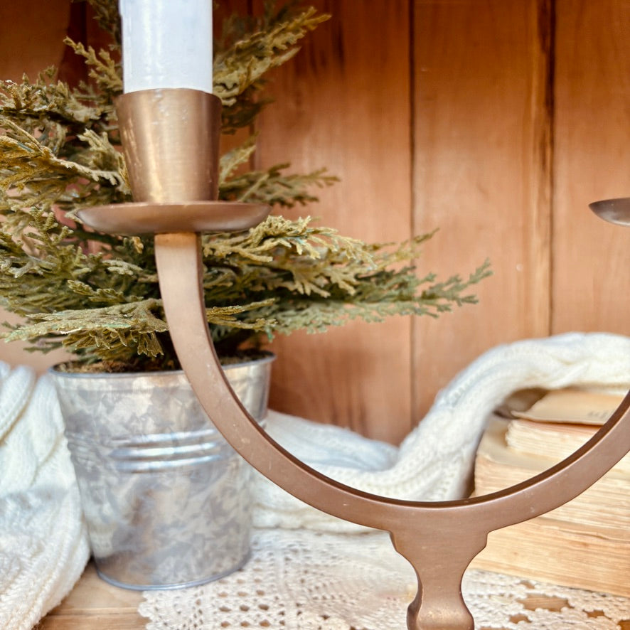 2-armed brass candle holder